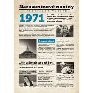 Narozeninové noviny 1971 s vlastní fotografií a textem, S textem obraz