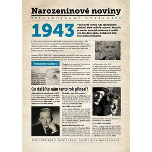 Narozeninové noviny 1943 s vlastním textem a fotografií, S textem obraz