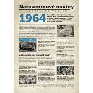 Narozeninové noviny 1964 s vlastním textem a fotografií, S textem obraz