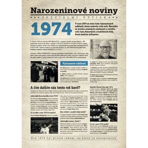 Narozeninové noviny 1974 s vlastním textem a fotografií, S textem obraz