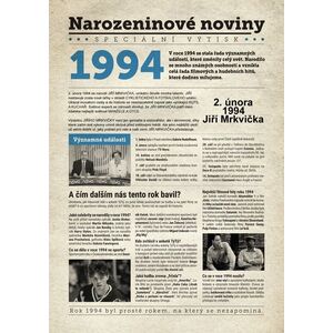 Narozeninové noviny 1994 s vlastním textem a fotografií, S textem obraz