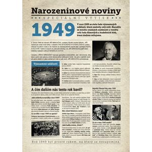 Narozeninové noviny 1949 s vlastním textem a fotografií, S textem obraz