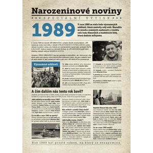 Narozeninové noviny 1989 s vlastním textem a fotografií, S textem obraz