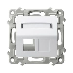OSPEL Bílý kryt datové zásuvky RJ45 jednonásobný šikmý SZAFIR GPK-1ZS/P/00 obraz