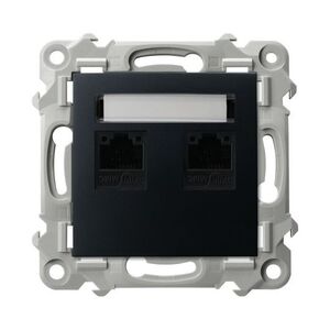 OSPEL Černá datová zásuvka RJ45 dvojnásobná SZAFIR bez rámečku GPK-2Z/K/M/33 obraz