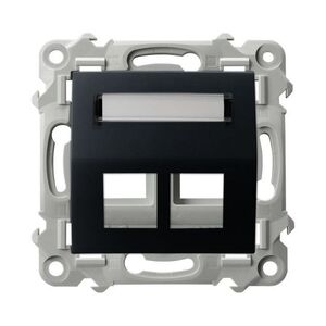 OSPEL Černý kryt datové zásuvky RJ45 dvojnásobný šikmý SZAFIR GPK-2ZS/P/33 obraz