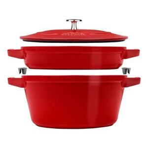 Staub Sada 2v1: litinový hrnec a pánev s poklicí, Ø 24 cm, višňová 1010878 obraz
