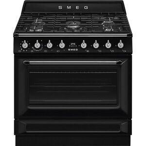 Smeg Varné centrum Victoria s plynovou varnou deskou a multifunkční troubou, 90 x 60 cm, TR90GM, černá TR90GMBL obraz
