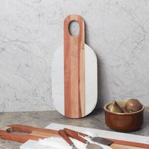 Be Home Oválné prkénko White Marble & Wood, 15×35, 5 cm, přírodní 38-01 obraz