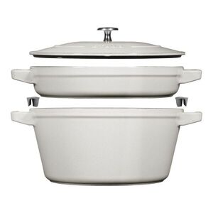 Staub Sada 2v1: litinový hrnec a pánev s poklicí, Ø 24 cm, bílý lanýž 1010879 obraz