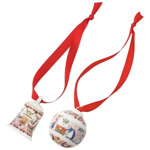 Rosenthal Vánoční set porcelánové Mini ozdoby zvonek/koule, Vánoční hostina, 5/Ø 4, 5 cm 02480-727522-28620 obraz