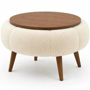 Odkládací čalouněný stolek Daisy 60 Cream Walnut obraz
