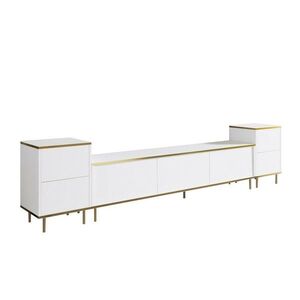 Televizní stolek se skříňkami Imej White and Gold obraz