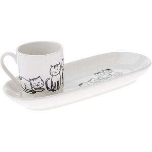 Porcelánový hrnek s podtáckem Kočky 90 ml obraz