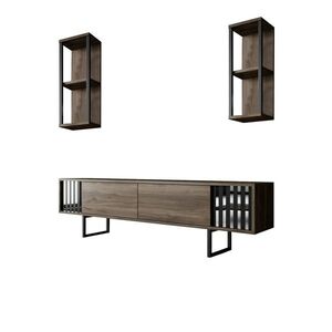 Televizní stolek s policemi Chrome Walnut and Black obraz
