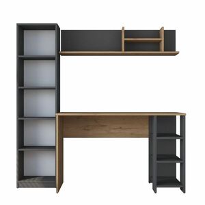 Pracovní stůl s knihovnou Hado Walnut and Anthracite obraz