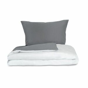 Kvalitex Saténové povlečení Luxury Collection bílá/tmavě šedá, 140 x 220 cm, 70 x 90 cm obraz