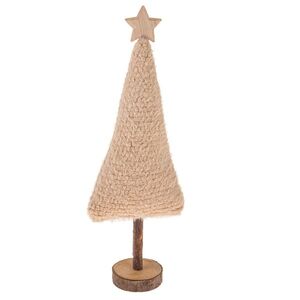 Vánoční dekorace Textilní stromek 45, 5 cm, chlupatý fleece, béžová obraz