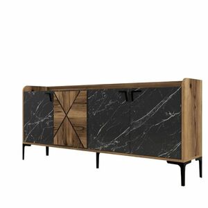 Skříňka Venedik Walnut and Black Marble obraz