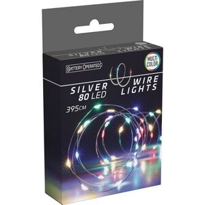 Světelný drát Silver, 4m, 80 LED, barevná, na baterie obraz