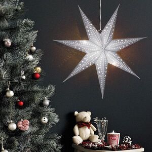 Solight LED stříbrná vánoční hvězda, závěsná, 60cm, 20x LED, 2x AA, stříbrná barva, 1v294 obraz