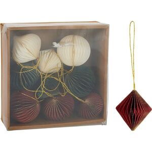 Sada 9 ks vánočních ozdob Ornaments, červená-zelená-bílá, 6 cm, honeycomb obraz