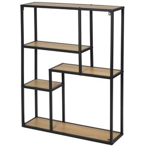 Kovová police LOFTY GRID Wall Oak, 91 x 75 cm obraz