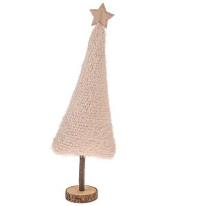 Vánoční dekorace Textilní stromek 45, 5 cm, chlupatý fleece, krémová obraz