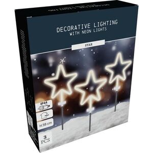 Vánoční LED venkovní osvětlení Neonová hvězda, sada 3 ks, v. 58 cm obraz