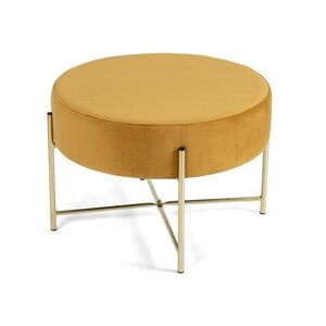 Taburet SOFT Deco, hořčicově žlutý samet obraz
