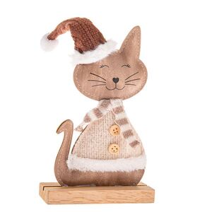 Vánoční kočka z umělé kůže 19 cm obraz