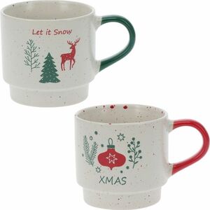 Sada 2 kameninových stohovatelných hrnků Let It Snow/Xmas 350 ml obraz