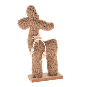 Vánoční dekorace Textilní sobík 23 cm, chlupatý fleece obraz