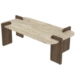 Konferenční stolek Asha Grand - Travertine, Walnut, obraz