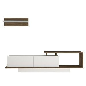 Televizní stolek s poličkou Asos White and Walnut obraz