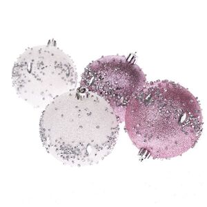 Sada vánočních ozdob Silver Glitter, 4 ks, pr. 8 cm, plast obraz