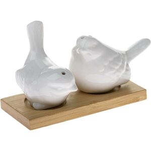 Porcelánová slánka a pepřenka s podtáckem Ptáčci obraz