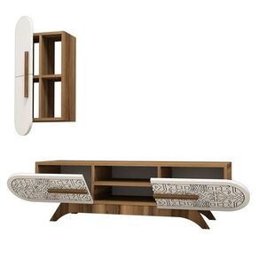 Televizní stolek se skříňkou Defne White and Walnut obraz