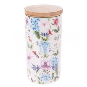 Porcelánová dóza s bambusovým víkem Flower Garden, 500 ml obraz