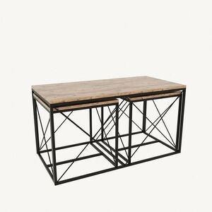 Sada konferenčních stolků Defne Black and Atlantic Pine, 3 ks obraz