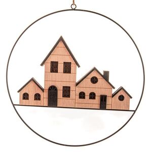Závěsná svítící dekorace domky, pr. 25 cm obraz