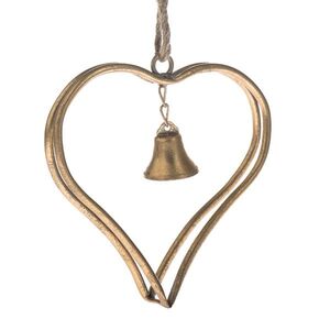 Kovové závěsné srdce se zvonkem Christmas Gold, 16, 5 cm obraz