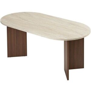Jídelní stůl Sablin - Travertine, Milano Walnut, obraz