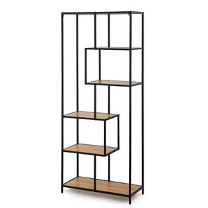 Kovový regál LOFTY GRID Asym Oak, 185 x 77 cm obraz