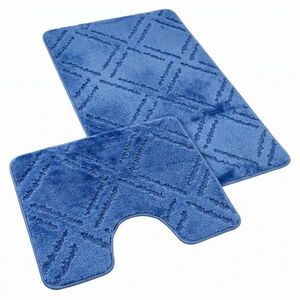 Kvalitex Koupelnová a WC předložka Kosočtverce modrá, 60 x 100 cm, 60 x 50 cm obraz