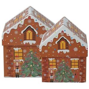 Sada vánočních dárkových krabic Cookie Houses, 2 ks, hnědá obraz