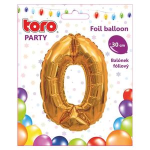 Balónek foliový TORO číslice 0 30cm zlatý obraz