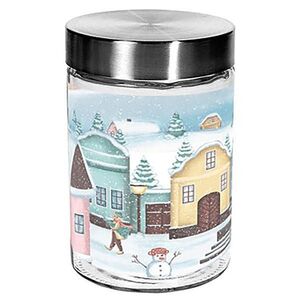 Skleněná dóza na cukroví TORO 1100ml vesnička obraz
