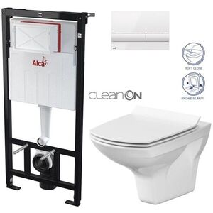 Předstěnový instalační systém s bílým tlačítkem M1710 + WC CERSANIT CLEANON CARINA + SEDÁTKO AM101/1120 M1710 CA3 obraz