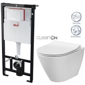 Předstěnový instalační systém bez tlačítka + WC CERSANIT CLEANON CITY AM101/1120 X CI1 obraz